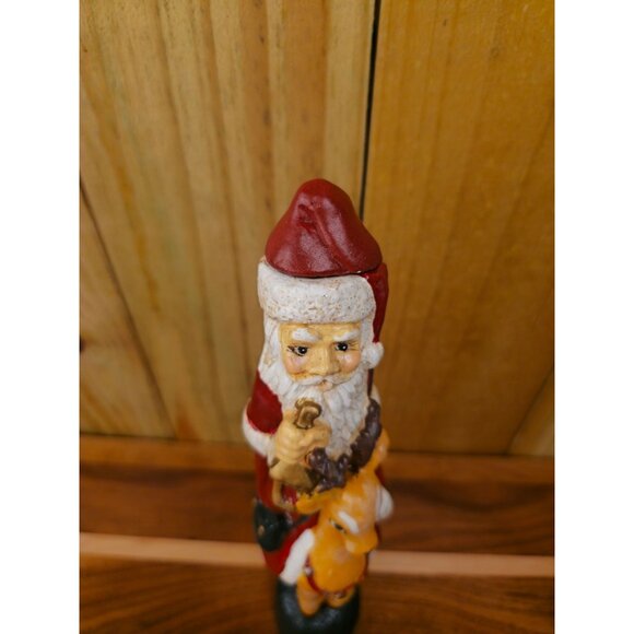Vintage Old World Santa Claus Candlestick Holder Riding Reindeer Ceramic Figurin - Picture 7 of 14